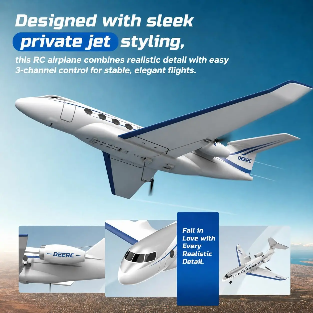 Z67 RC Plane, 3CH Remote Control Airplane with 6-Axis Gyro, Ready-to-Fly EPP Foam Private Jet Toy with 2 Batteries for Beginners