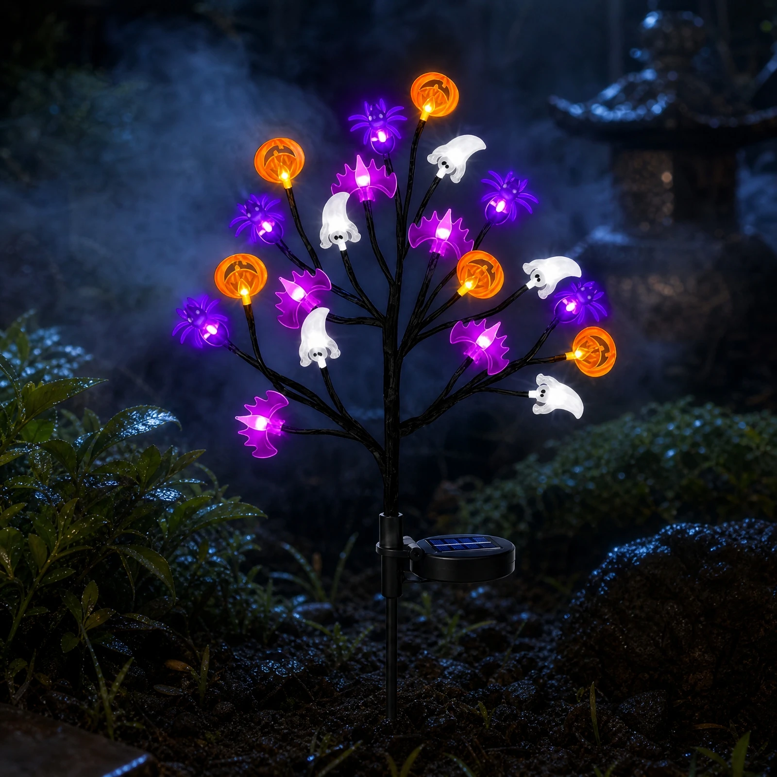 Halloween Stake Light Automatic on off LED Halloween Stake Light with Solar Panel Outdoor Decoration Spooky Reusable