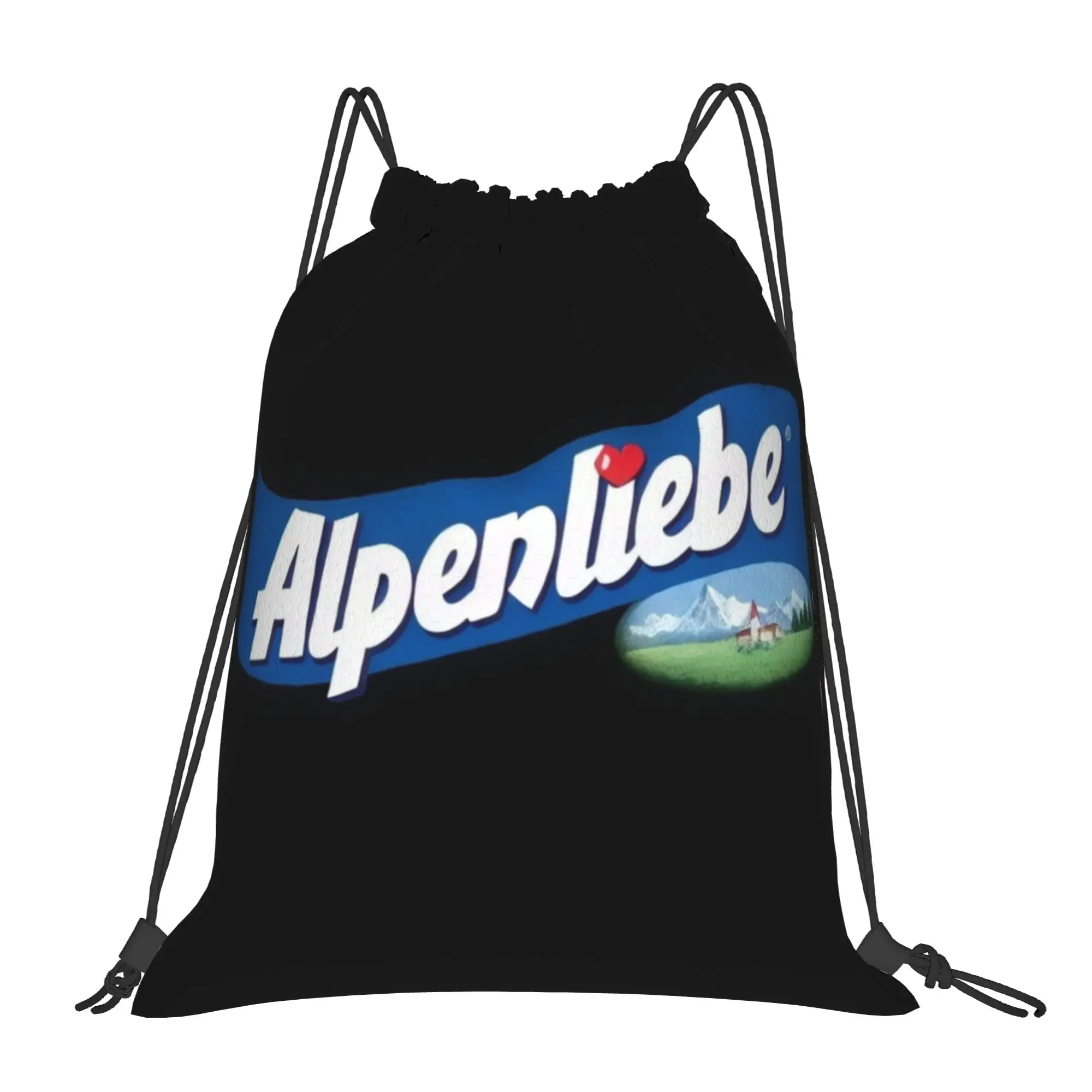 A-Alpenliebee Black Background Portable Hiking Riding Gym Drawstring Storage Sporty Backpacks
