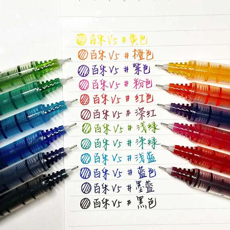 Pilot BX-V5 12-Color Direct Ink Rollerball Pens,0.5mm Anti-Leak Design Large Pigment Smooth Writing For Journaling&Art Projects