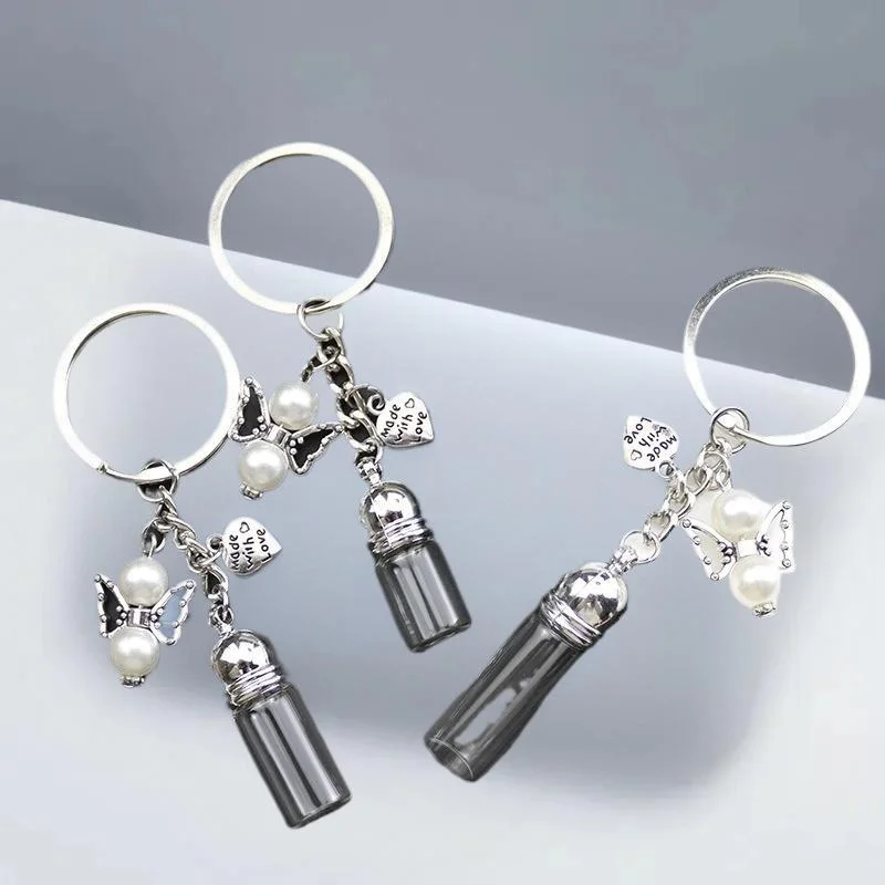 [YU] الزجاج زجاجة فارغة المفاتيح قلادة شفافة الزيوت الأساسية العطور الجرار زجاجة متمنيا صغيرة المفاتيح DIY بها بنفسك الحرف اليدوية