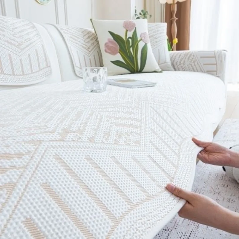 

Cool Feeling Breathable Sofa Towel for Living Room Scratch-proof Ice Silk Couch Pad Irregular Non-slip Sofa Seat Mat Summer 쇼파커버
