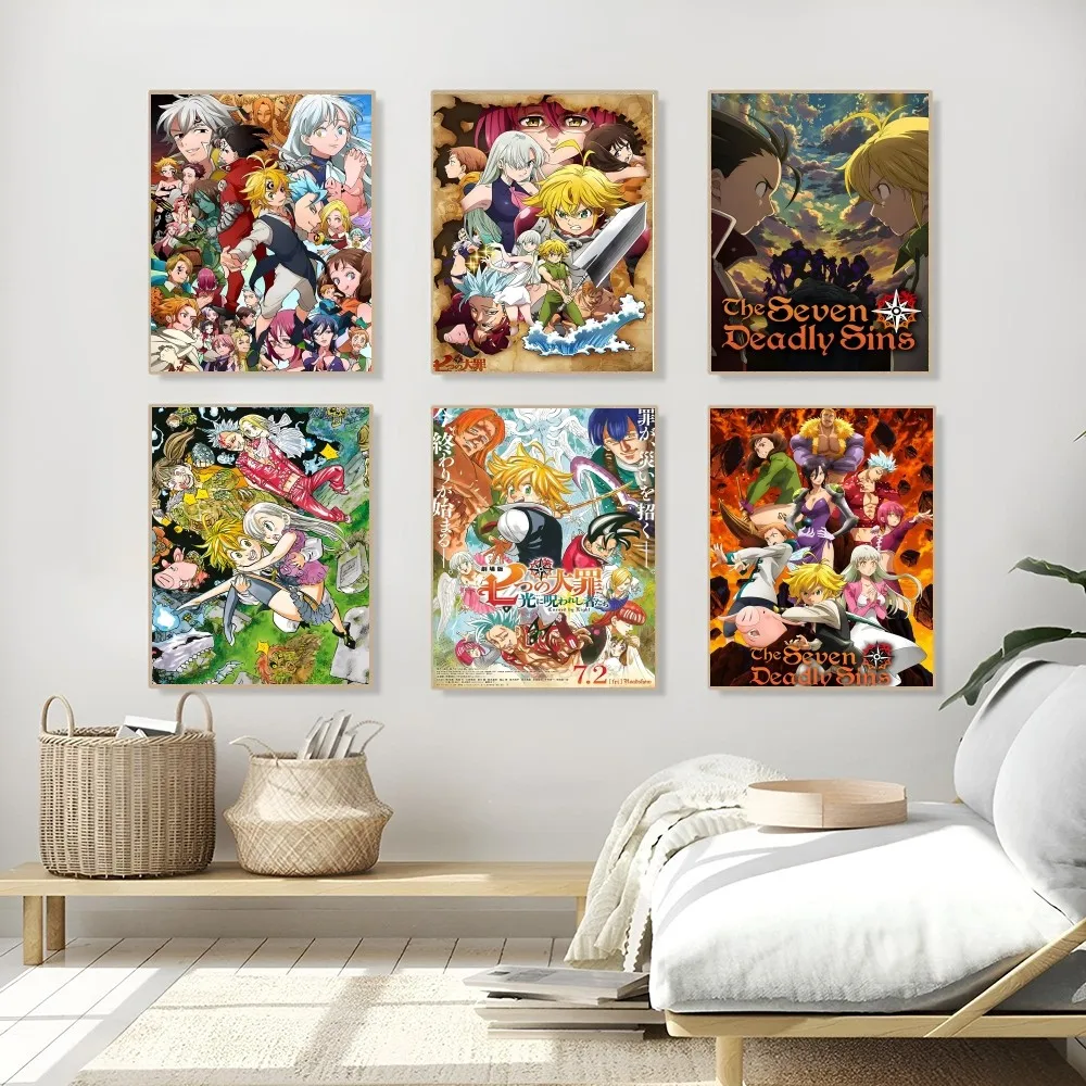 1PC The Seven Deadly Sins Poster Self-adhesive Art Waterproof Paper Sticker Coffee House Bar Room Wall Decor