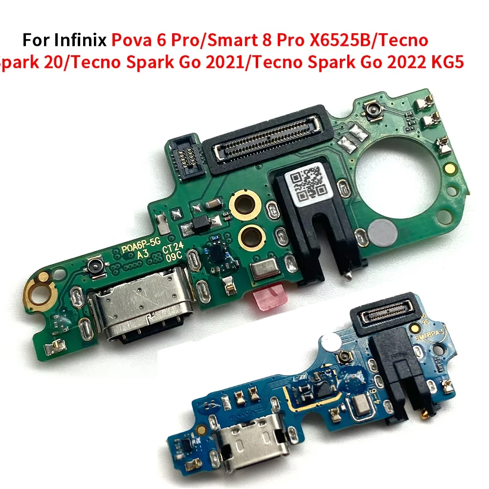 For Infinix Pova 6 Pro Smart 8 Pro X6525B Spark 20 Go 2021 2022 KG5 USB Charger Dock Connector Board Fast Charging Port Flex