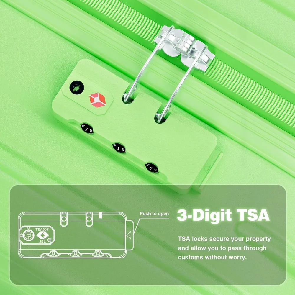 20 inch lichtgewicht koffer met harde schaal, goedgekeurde TSA-slot, bagage op wielen voor dames en kinderen, reisbenodigdheden