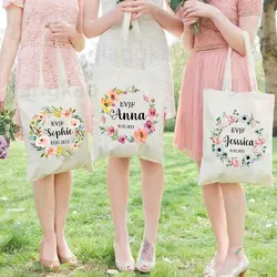 EVJF Personalized Bridesmaid Tote Bags Custom Name Maid of Honor Handbags Bridal Bachelorette Party Gifts Wedding Shoulder Bag