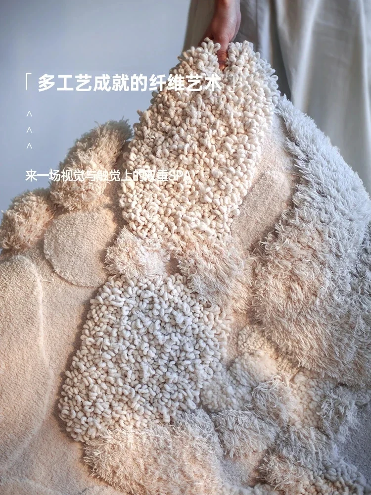 Snow Secret schlichter Teppich Wohnzimmer Kunst Wolle handgefertigte Nachttischdecke
