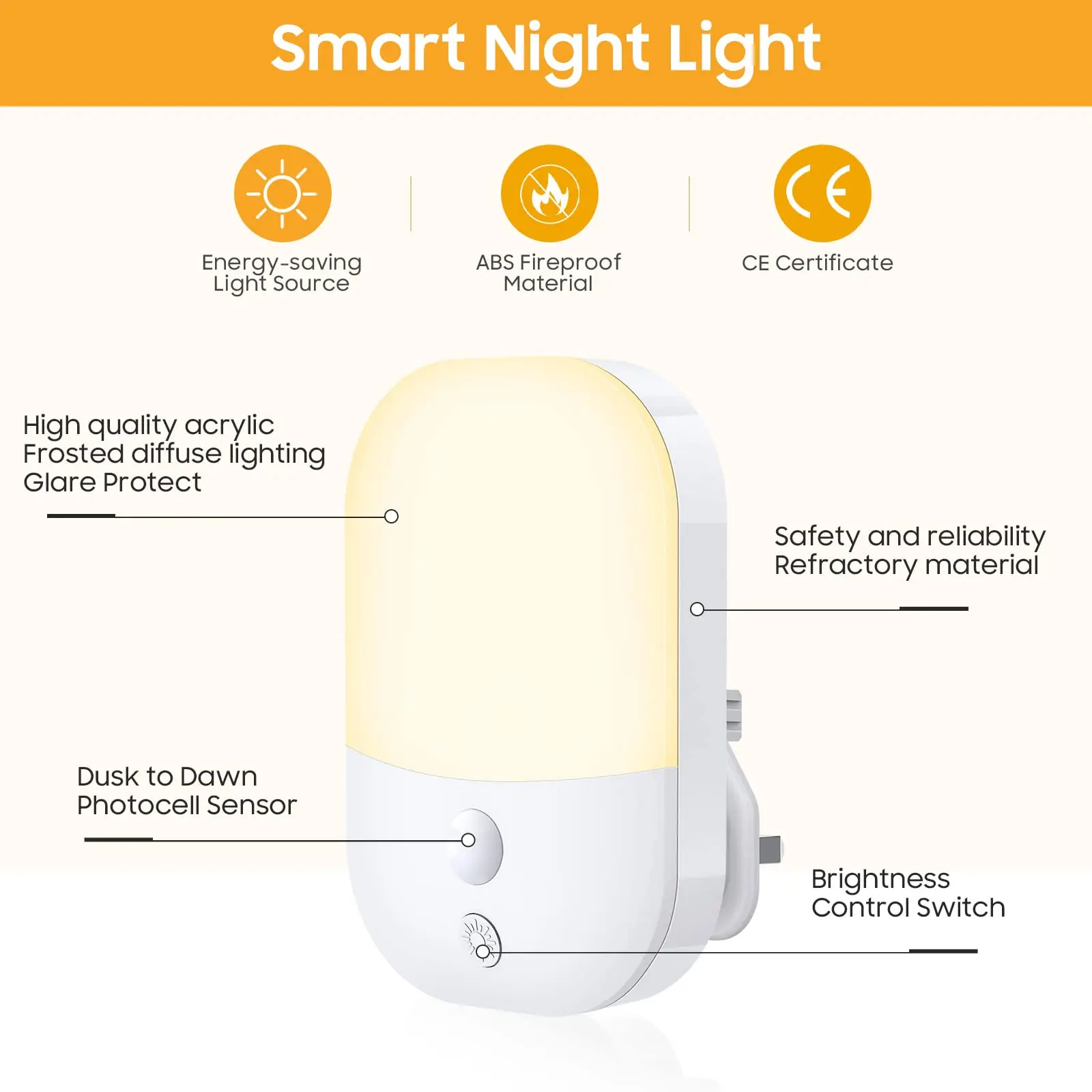 Intellegent LED Night Light UK Plug 220V AC 2835SMD Wall Lamp Human Body Induction Warm White Bedside Lamp for Bedroom Corridor