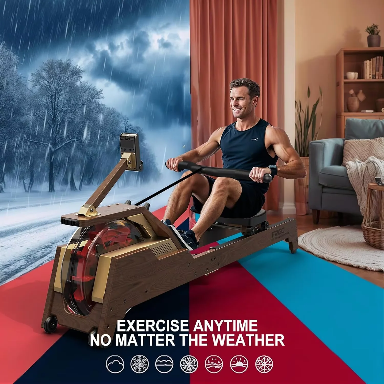 

Грелка для дома: деревянная гиря с вертикальным резервуаром для воды, совместимая с Bluetooth, для пользователей до 210 см.