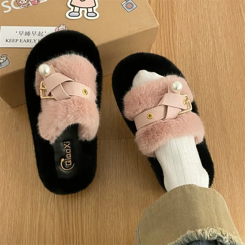 Shoes Plush Slippers For Adults Slipers Women Platform Slides Fur Massage 2024 House Slippers Platform Shoes Slides Slipers Wome