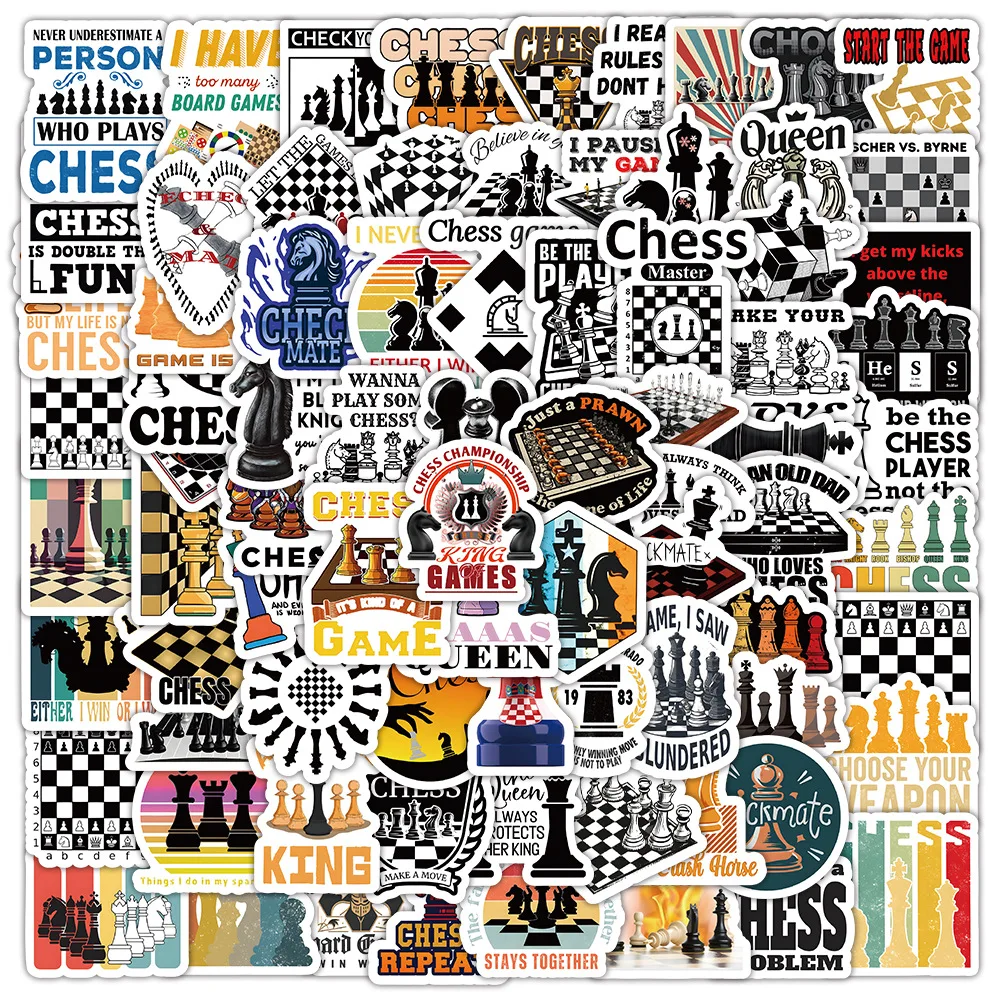 50pcs New Checkers Chess Game Graffiti Decoration DIY Creative Water Cup Luggage Computer Guitar Waterproof Sticker