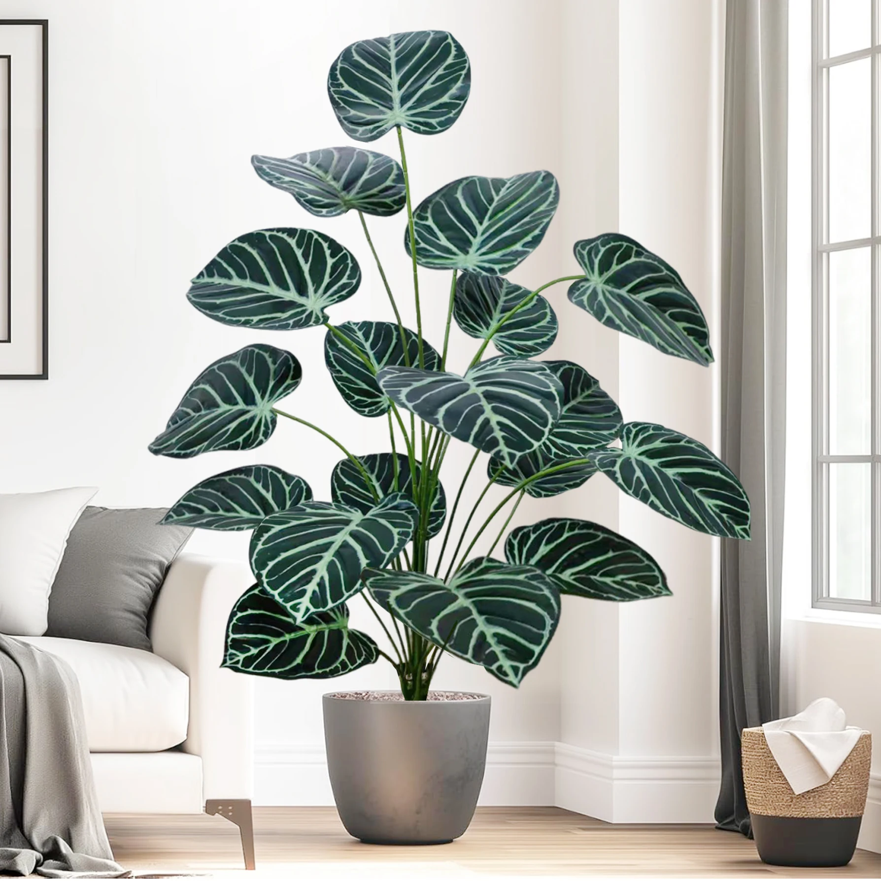 60-100cm Artificial Dark Green Alocasia Leaf Monstera Green Plants for Home Garden Room Office Decoration