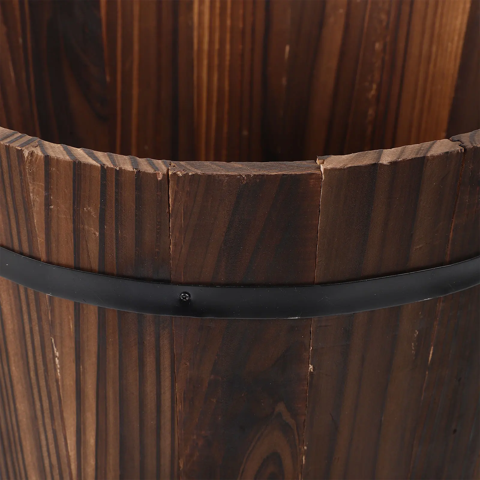 

Solid Wood Flowerpot Large Size Carbonized Bucket with Bottom Hole for Succulents Balcony Decor Rustic Plant Pots
