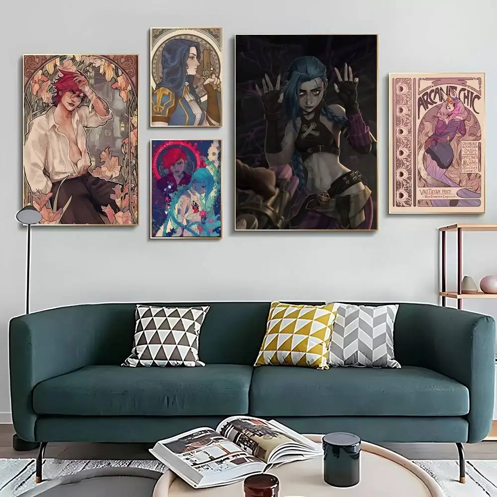 ملصق أنيمي J-Jinx A-Arcane صور جدارية لغرفة المعيشة ديكور الخريف وغرفة النوم