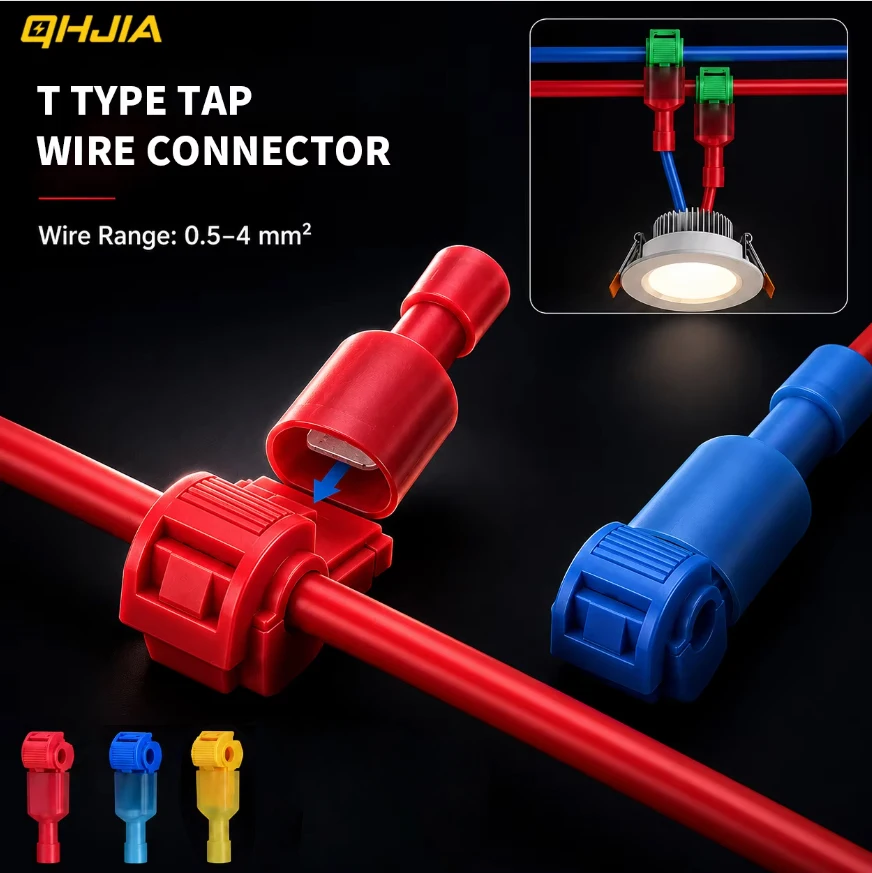 Quick Splice Wire Connector Kit T Tap IDC Crimp Terminal Male Spade Disconnect 22-18 16-14 12-10AWG Automotive Electrical Wiring