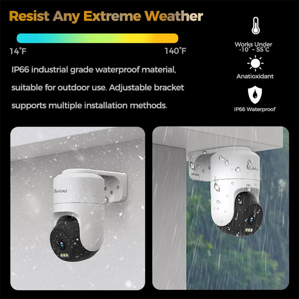 VIMTAG 2.5K Security Camera WIFI Outdoor Waterproof CCTV Camera 360° PTZ Auto Track/PIR Smart Light/Color Night Vision/IP Camera