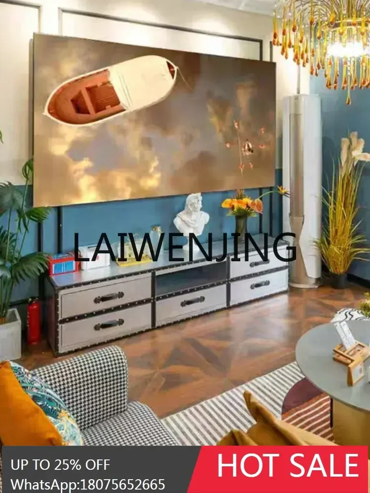 European retro leather case coffee table TV cabinet bucket cabinet table solid wood low  bay window wine cabinet custom