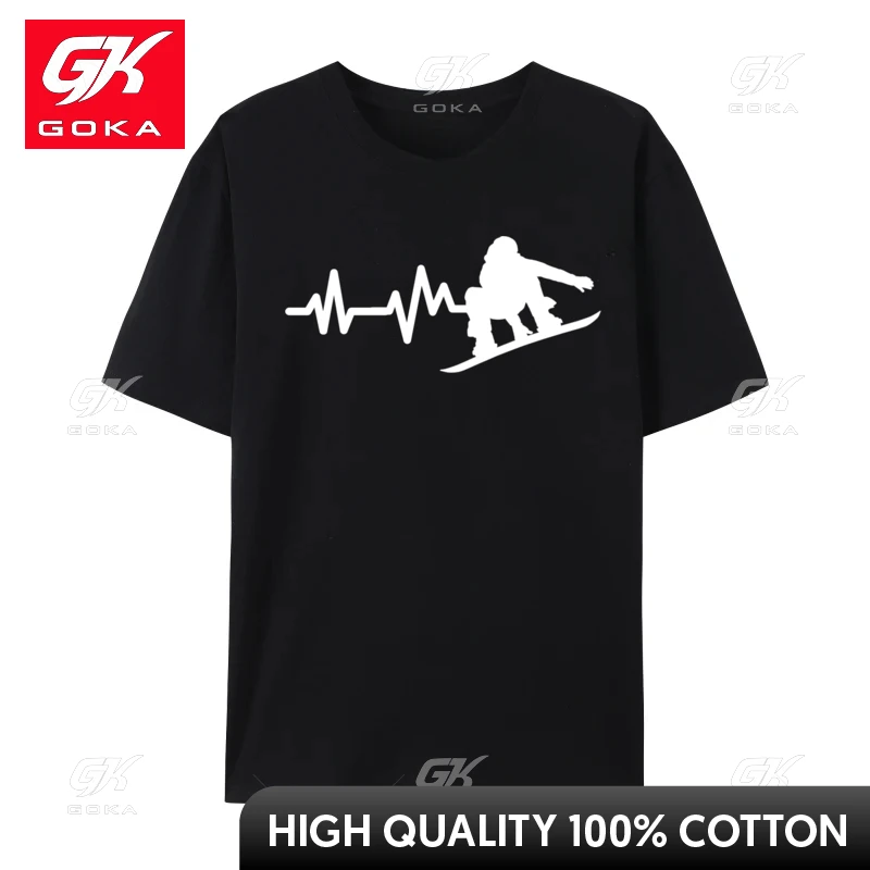 Snowboarding Heartbeat Snowboard Skiing Ski Heartbeat Tshirts for Adult Design Tops Shirt Plain Crazy T Shirt Cotton Fabric