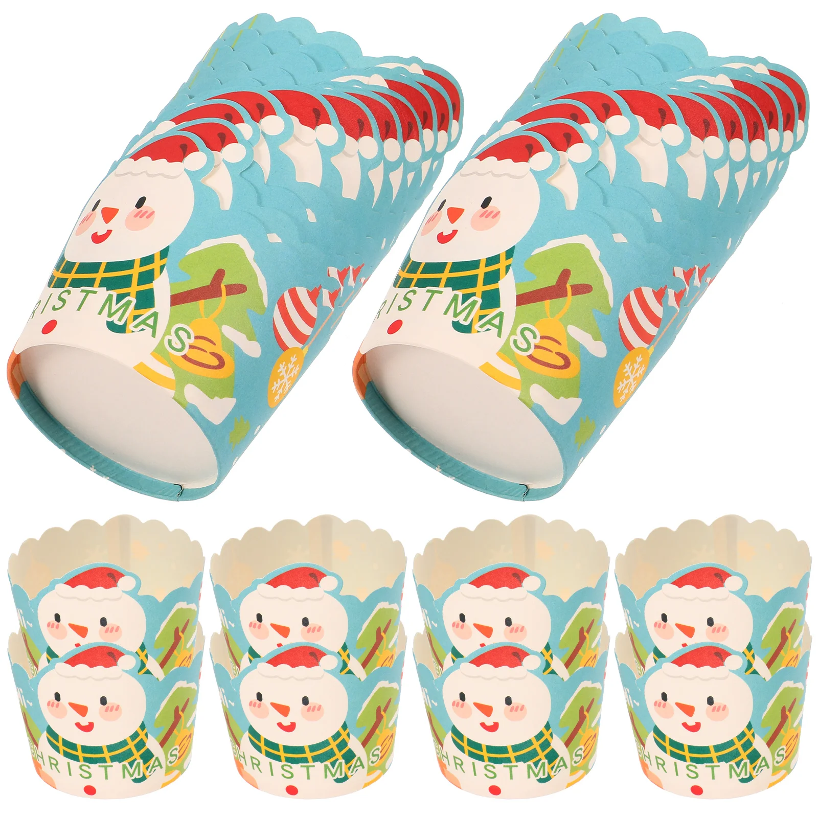 

50Pcs Xmas Paper Cupcake Liners Christmas Cartoon Baking Cups Mini Muffin Wrappers Small Dessert Baking Supplies