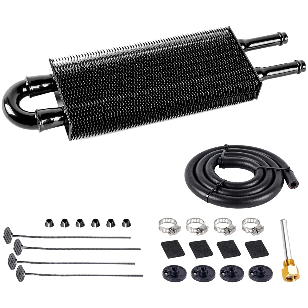 Aluminum Transmission Oil Cooler Kit 5/16 inch Size with 2 Pass Tube and Fin Engineering for General Automotive Cooling Tasks