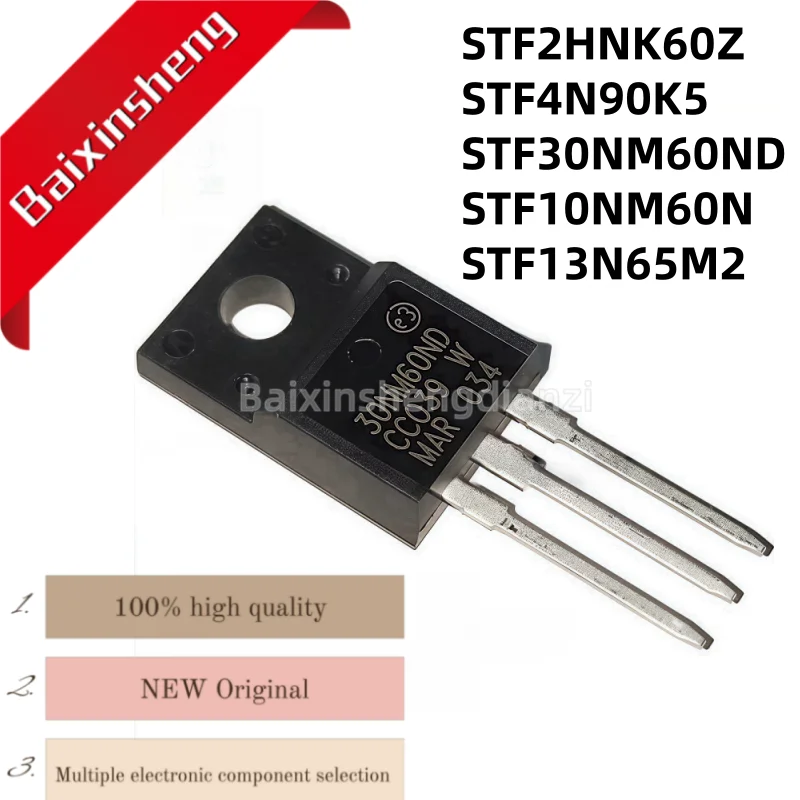 10 шт., STF2HNK60Z,2HNK60Z,STF4N90K5,4N90K5,STF30NM60ND,30NM60ND,STF10NM60N,10NM60N,STF13N65M2,13N65M2,TO-220F,НОВЫЙ МОП-транзистор