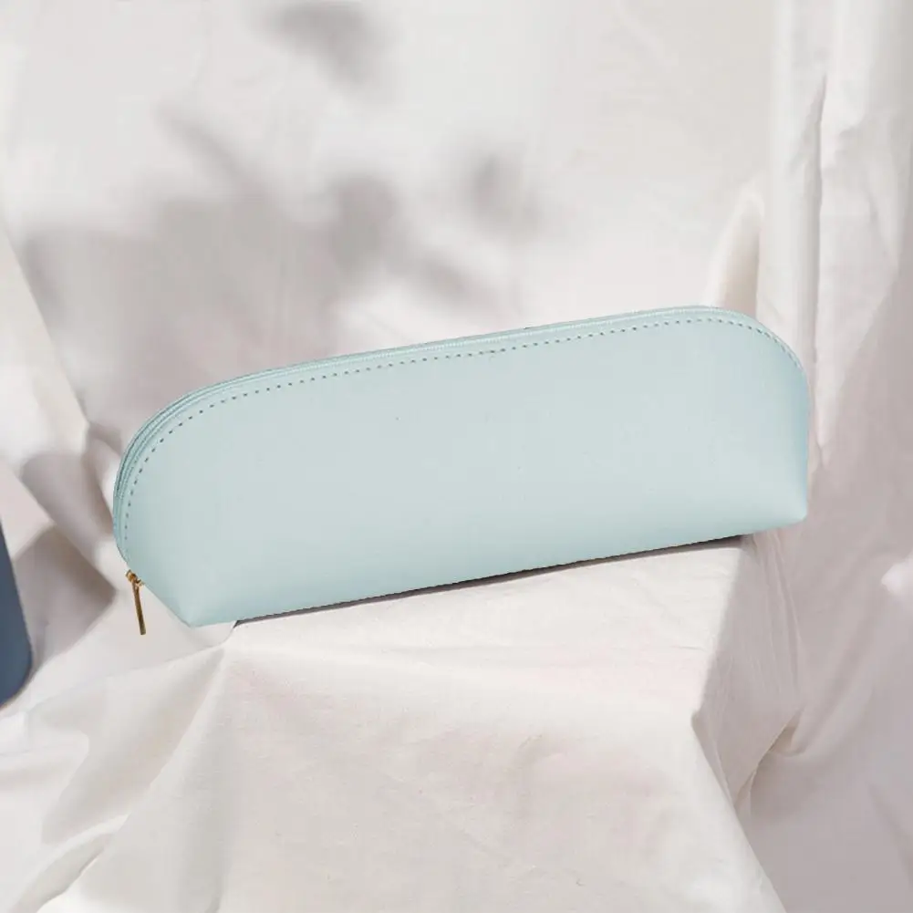 Kawaii Pure Color Large Capacity Pencil Cases Simple Stationery Pen Bags PU Pencil Pouch School Supplies