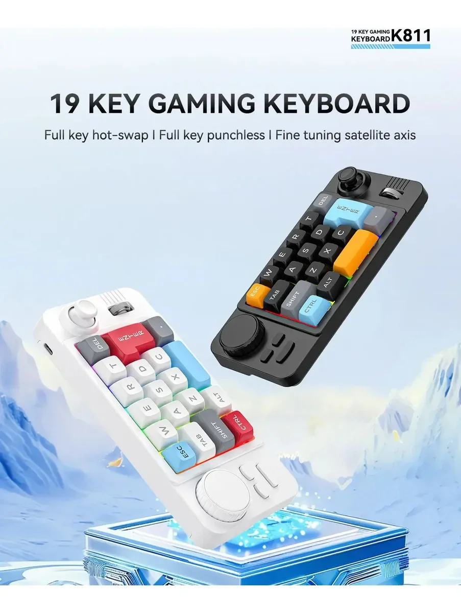 K811 Wired Gaming Mechanical Keyboard 19keys Hot Swap Macro Custom Dual Scroll RGB