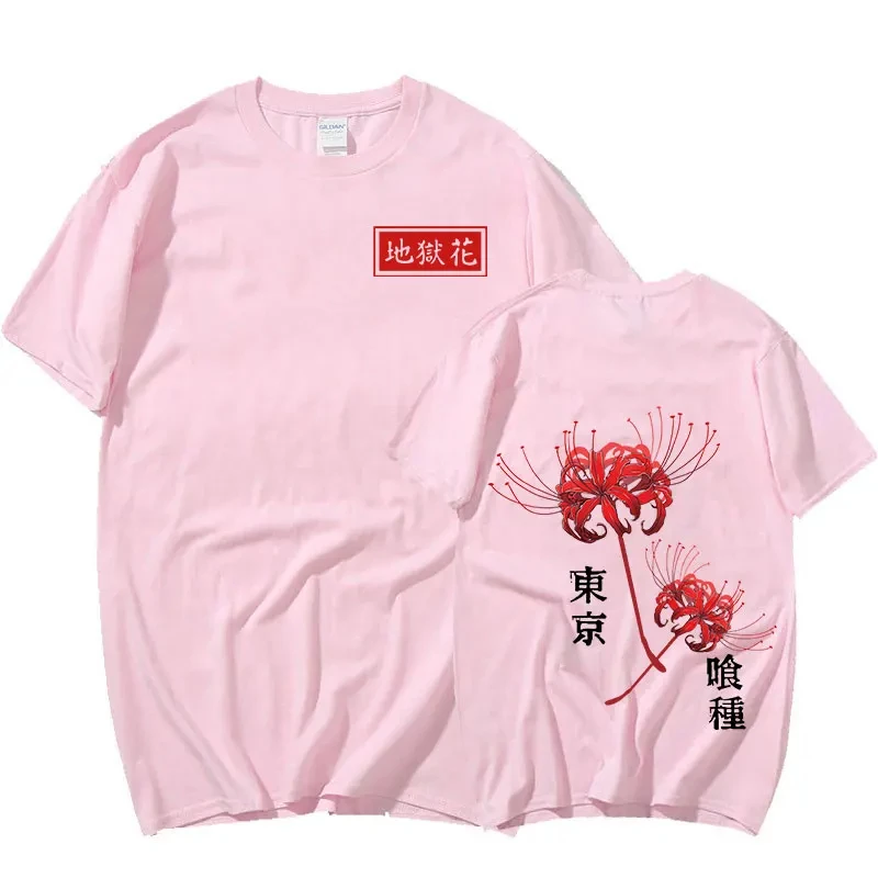 Japanese Anime Tokyo Ghoul Spider Lily T-shirt Oversized Streetwear Couples Tees Men Women Cool Kanekiken Graphic Print T-shirts