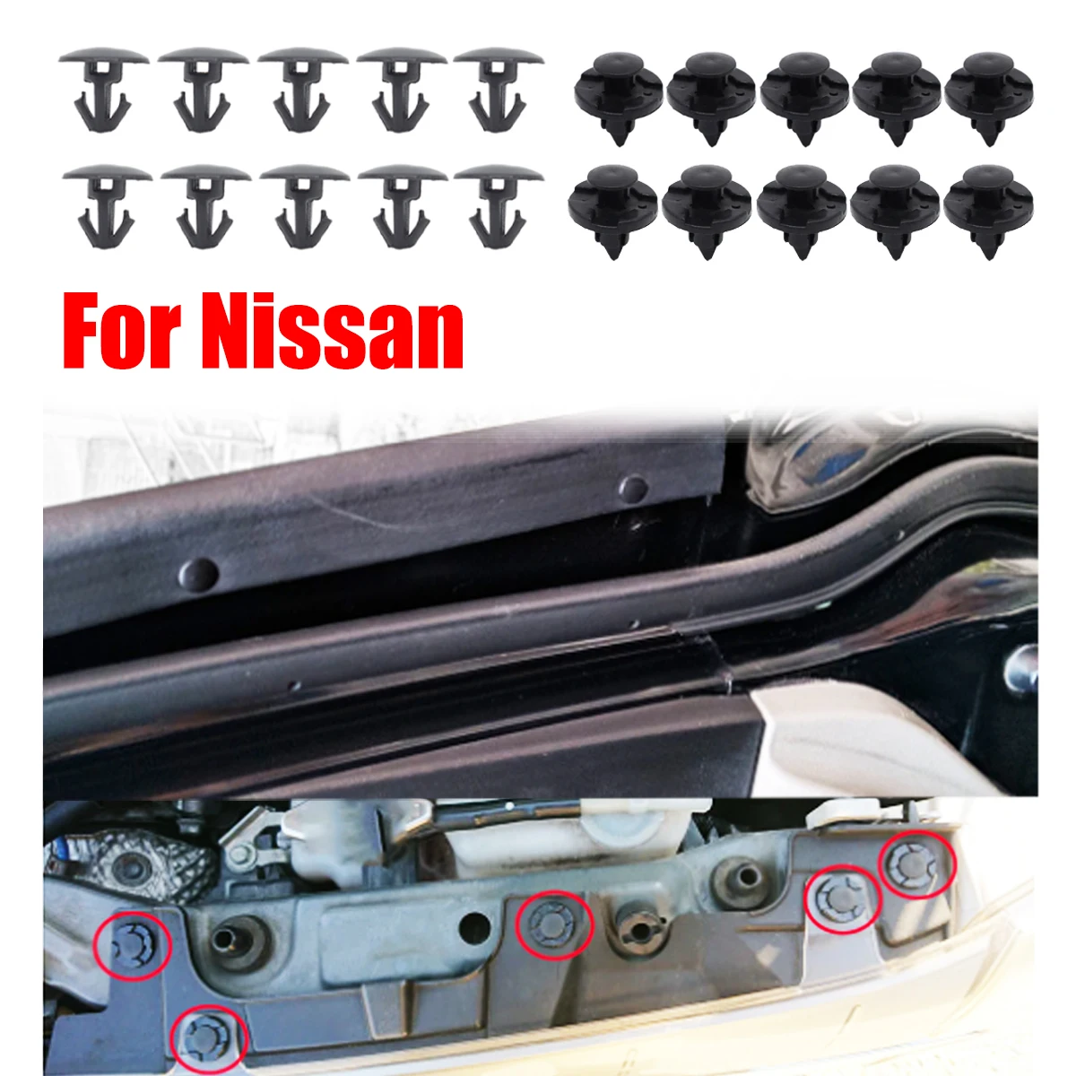 

For Nissan Juke F15 F16 Qashqai J10 J11 X-Trail T31 T32 Rogue Car Bumper Wheel Arch Trim Rear Door Upper Weatherstrip Clips