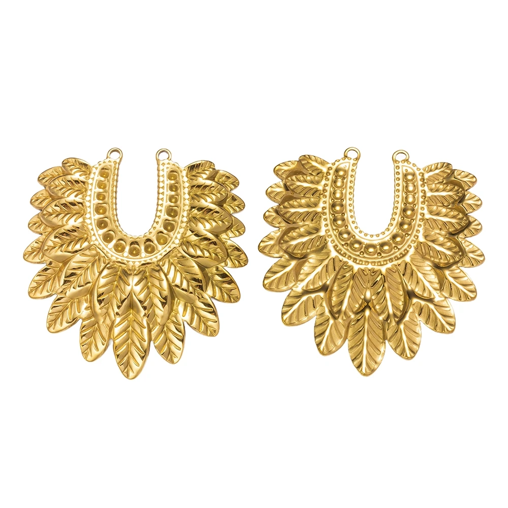 2pcs Gold Stainless Steel Heart Leaf Charms Pendants rnaments for Necklace Jewelry Making Bracelets DIY Craft Accessories view 3
