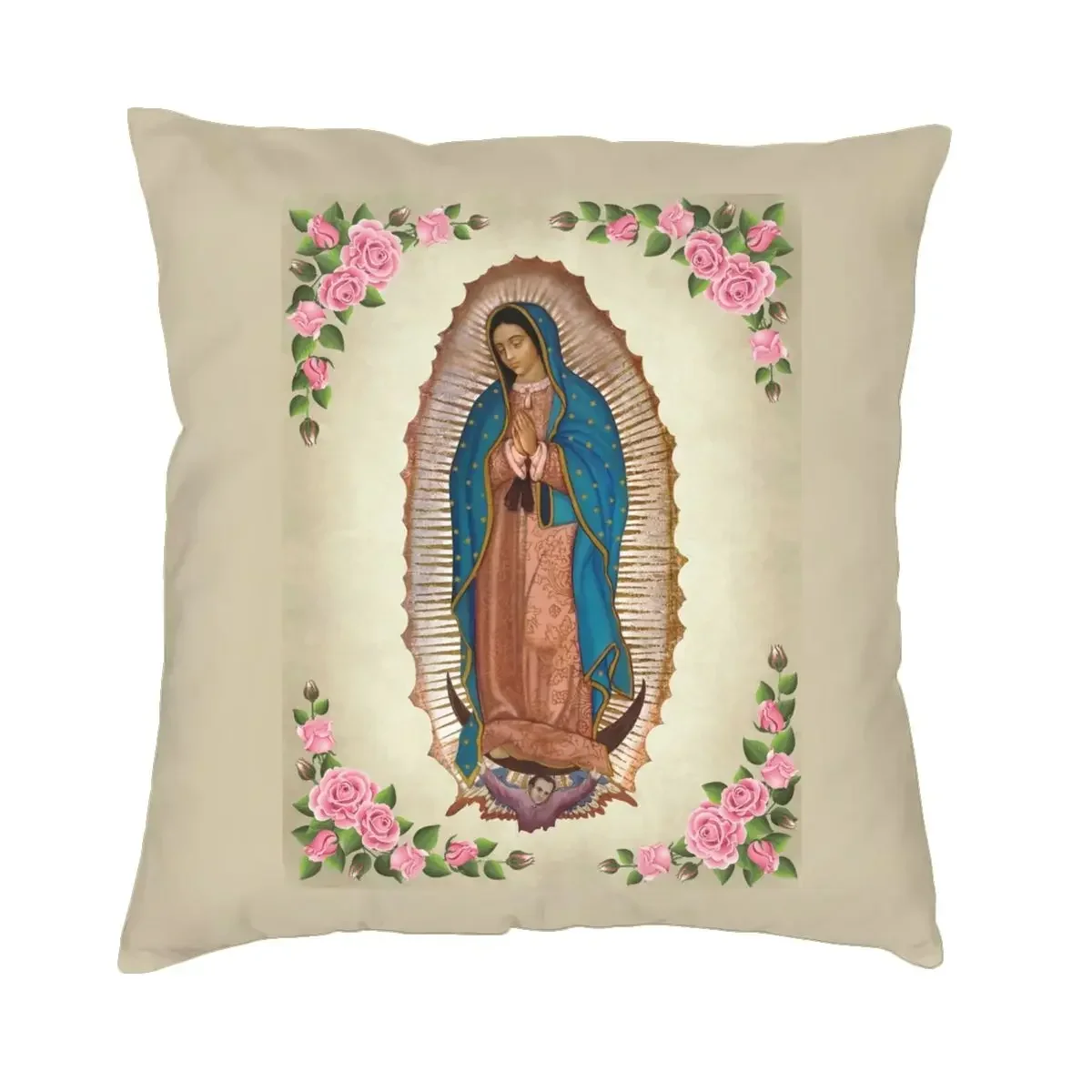 

Virgin Of Guadalupe Pillowcase Printing Polyester Cushion Cover Decorative Mary Religious Throw Pillow Case Cover Home 40*40cm