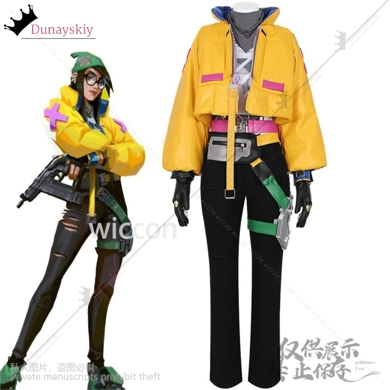 Killjoy تأثيري لعبة Valorant أنيمي زي Jirai Kei الأصفر الشرير Y2K معطف موحد حقيبة السراويل Kawaii لطيف الفتيات الباروكات مخصصة