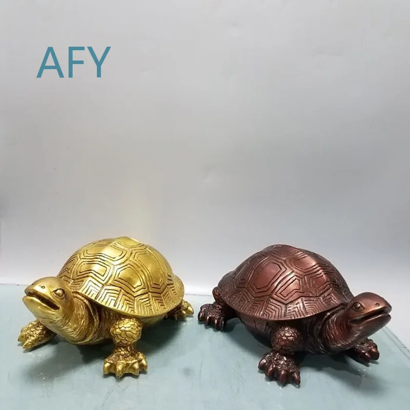 Longevity Turtle Decorative Figurine in Brass Copper Color for Home Decoration Animal Gift for Home Office Desk Display