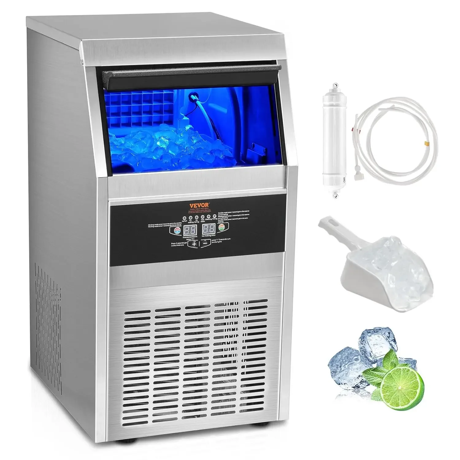 

Commercial Ice Maker, 90lbs/24H, Ice Maker Machine, 45 Ice Cubes in 12-15 Minutes