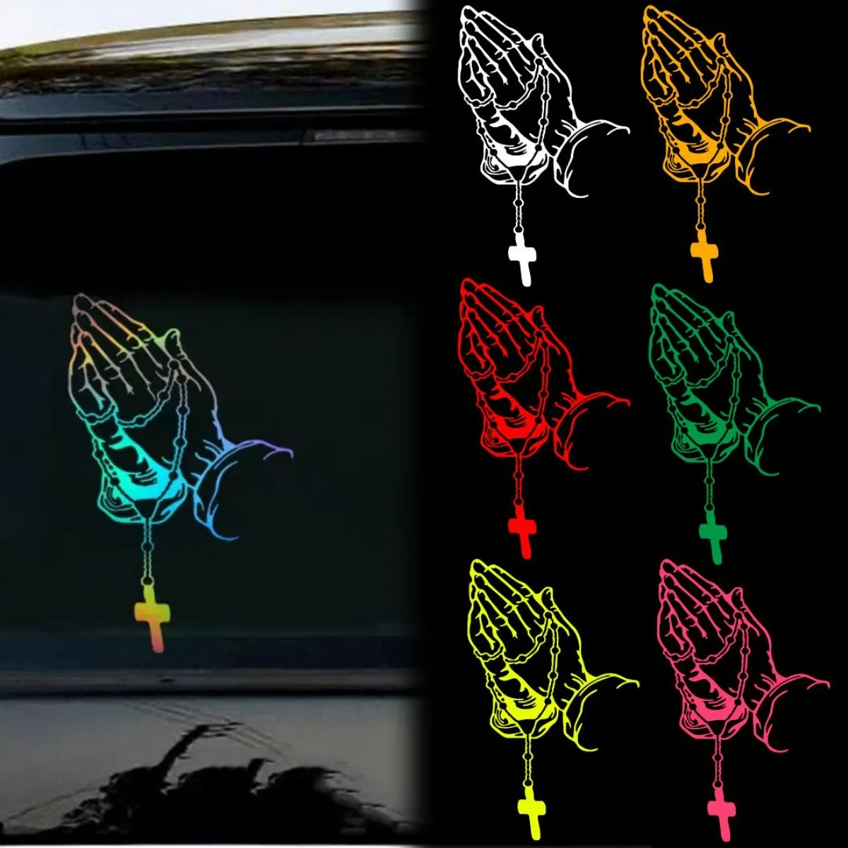 

Prayer Gesture Reflective Vinyl Car Stickers Motorcycle Moto Bike Auto Body Windshield Windows Decorative Accessories Sticker