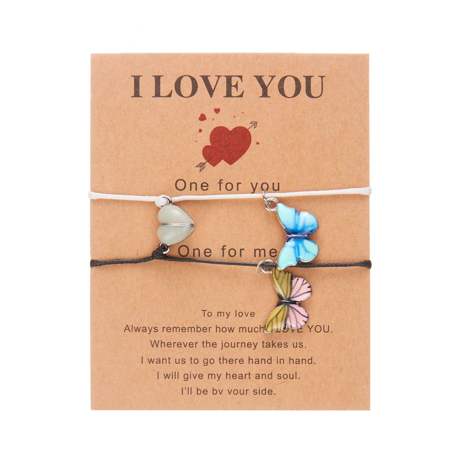 2 Teile/satz Schmetterling Paare Anhänger Leuchtendes Armband für Frauen Männer Minimalistisches Seil Geflecht Armband Freundschaft Schmuck Geschenke – Detail 6