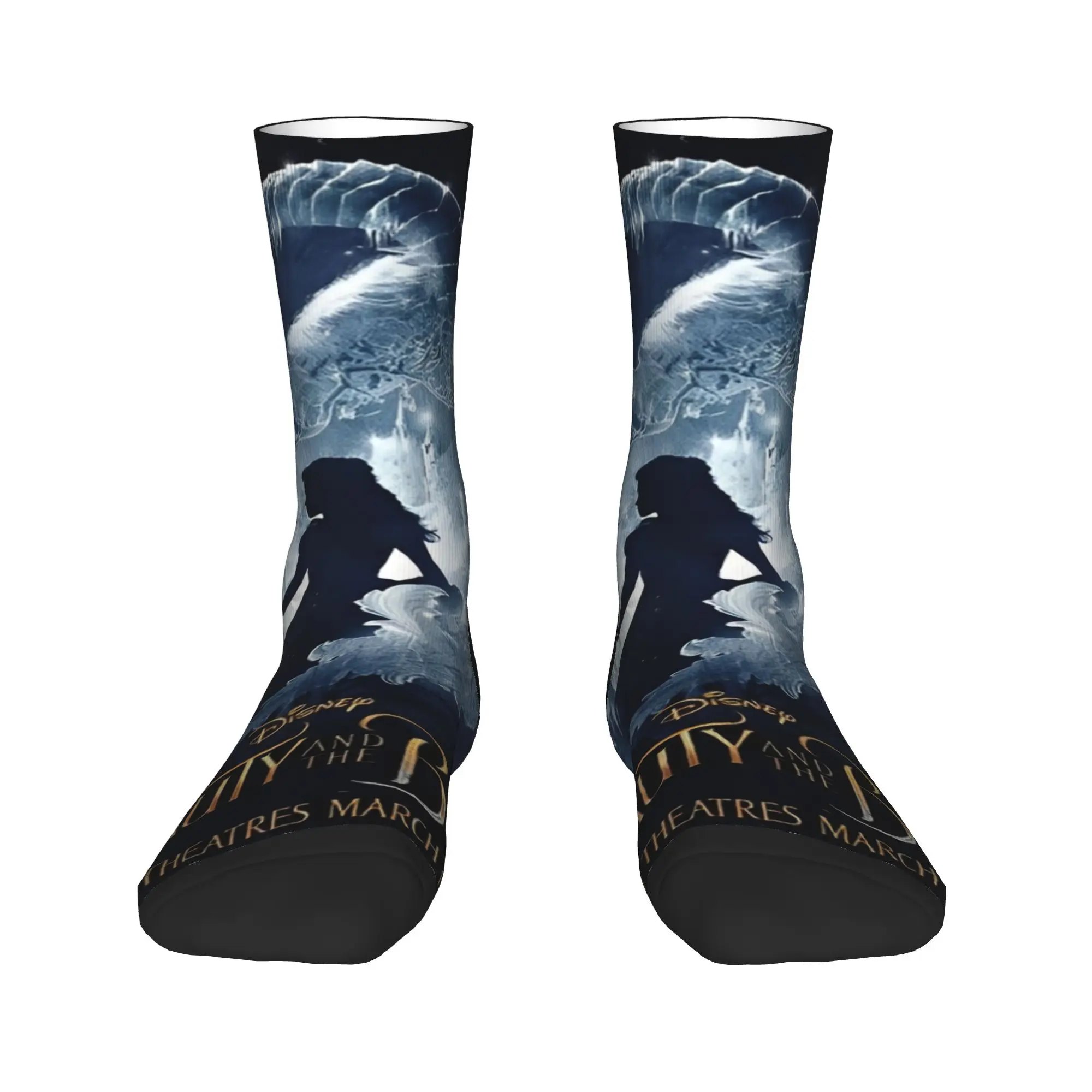 جوارب Beauty and The Beast جوارب مضادة للانزلاق للرجال جوارب تزلج متوسطة ناعمة للخريف جوارب جرافيك مضحكة