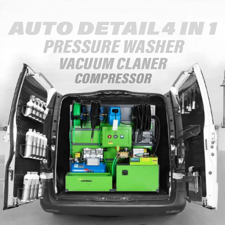 4in1 Pressure Washer Air Compressor Vacuum Cleaner Mobile Auto Detailing Car Washing Equipment Van Setup