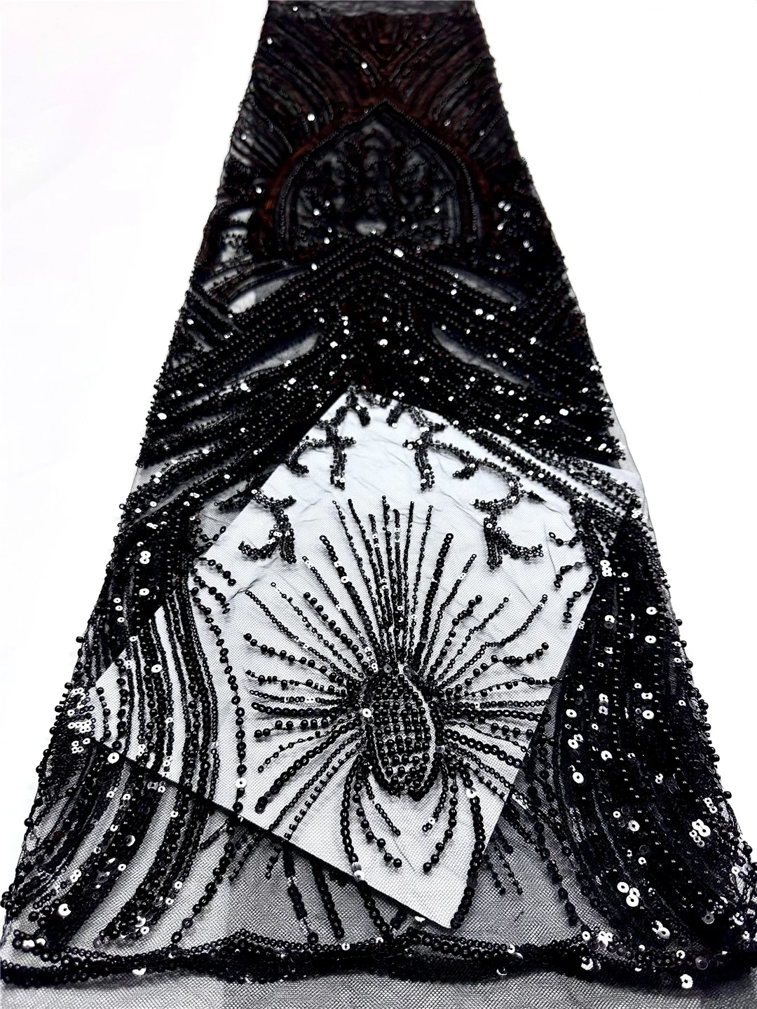 

Latest Nigerian High Quality Sequins Lace Fabric Beaded Lace Fabric Luxury French Embroidery Lace Fabric For Wedding-SHIT1203