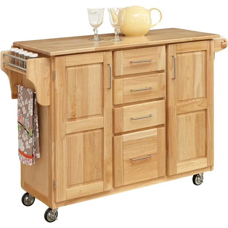 Kitchen Center with Breakfast Bar, 52-1/2  . W x 18 in. - 30 . D x 36 in. H, Natural