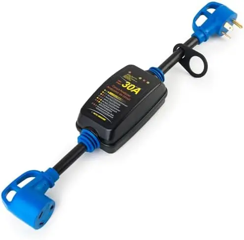 

30 Amp RV Surge Protector with Dual Cord & Circuit Analyzer - Waterproof, LED Indicator, Lock Ring
