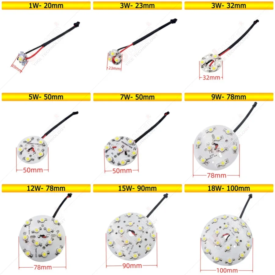 1/3/5/7/9/12/15/18W LED Star HIGH POWER with Aluminum Base Plate Radiator, LED Board Panel Circular diy lamp lighting board SMD