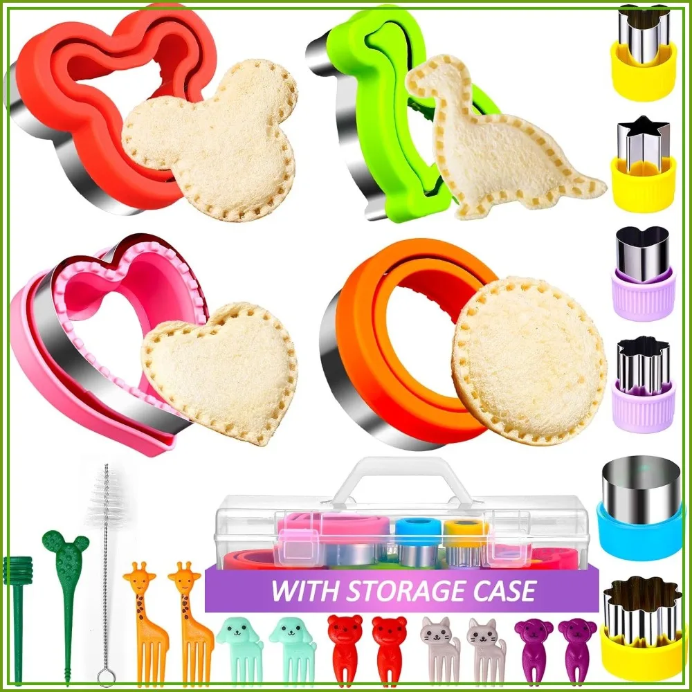 Juego de Cortador y Sellador de Sándwiches - 24 Piezas, Molde para Sándwiches sin Piel con Estuche de Almacenamiento para Almuerzo Infantil Bento
