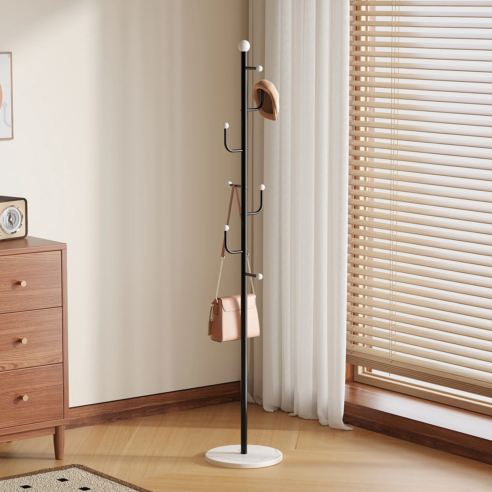 Vintage-style coat rack, floor-standing, for bedroom, home use, simple ins-style living room clothes rack, storage coat rack