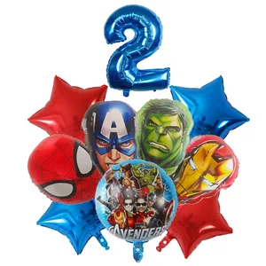 Cartoon Spiderman Aluminium Folienballons, Kindergeburtstagsfeier -Dekoration, Babyparty, Iron Man Hero Air Globes, Geschenke Spielzeug, 10pcs 6 Hauptverkauf Fantasy Iron Man Bebe - №2