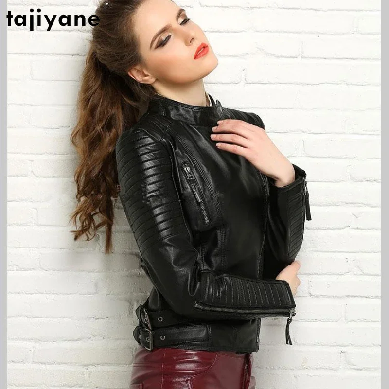 Tajiyane 100% Echtem Schaffell Mantel Jacke Frauen Echt Leder Jacke Frauen Kurze Dünne Jacken Oberbekleidung Chaqueta De Cuero Mujer