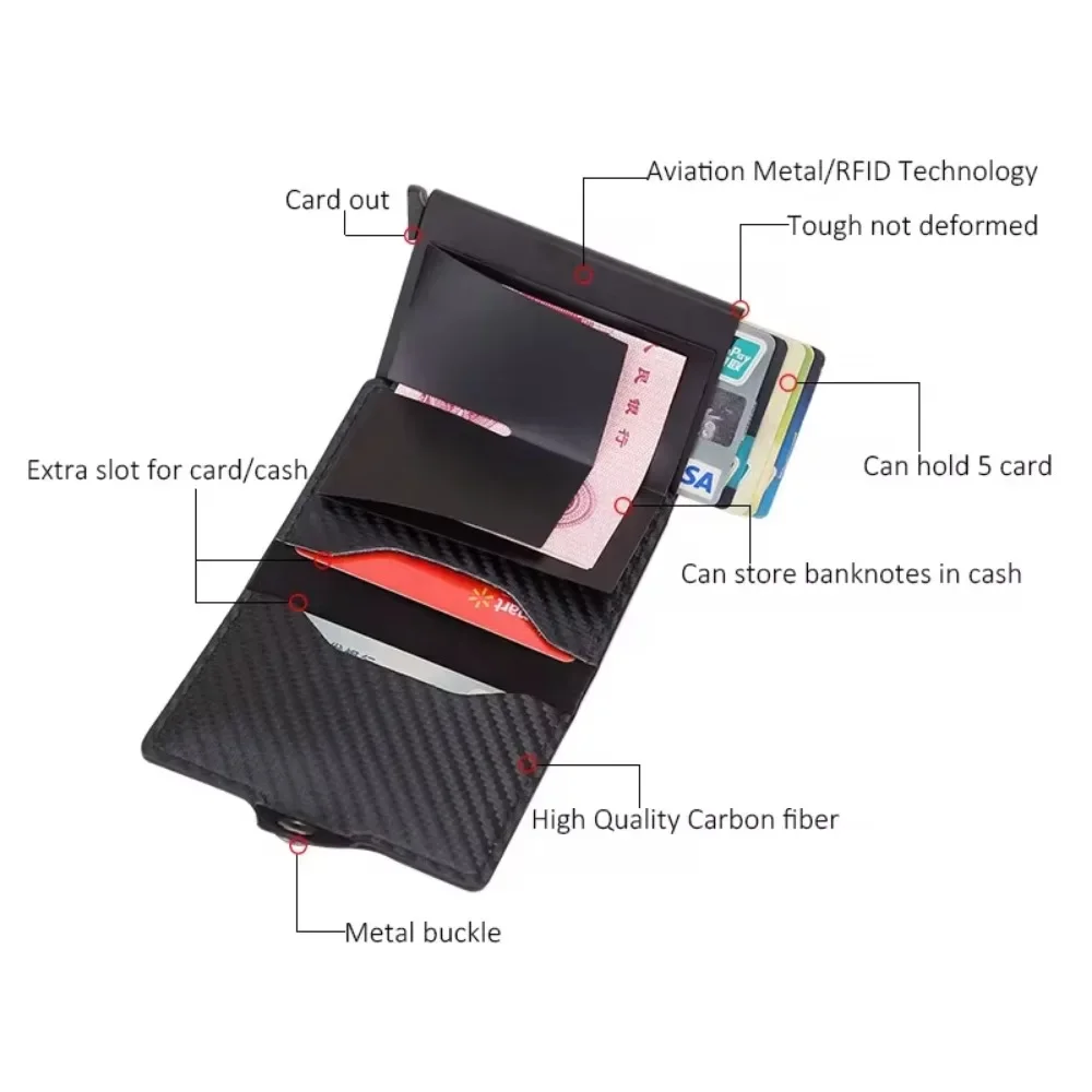 2023 for Apple Airtag Wallet Men Carbon Fiber Fashion ID Credit Card Holder RFID Slim Airtag Slide Wallet Designer Cardholder