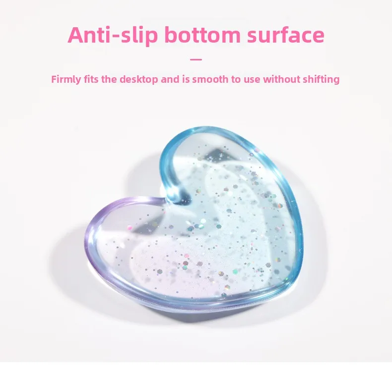 Herzförmige Silikon-Handgelenkauflage im Ins-Stil Transparentes Kissen für Büro und Gaming Ergonomische Unterstützung mit Kühlgel – Detail 5