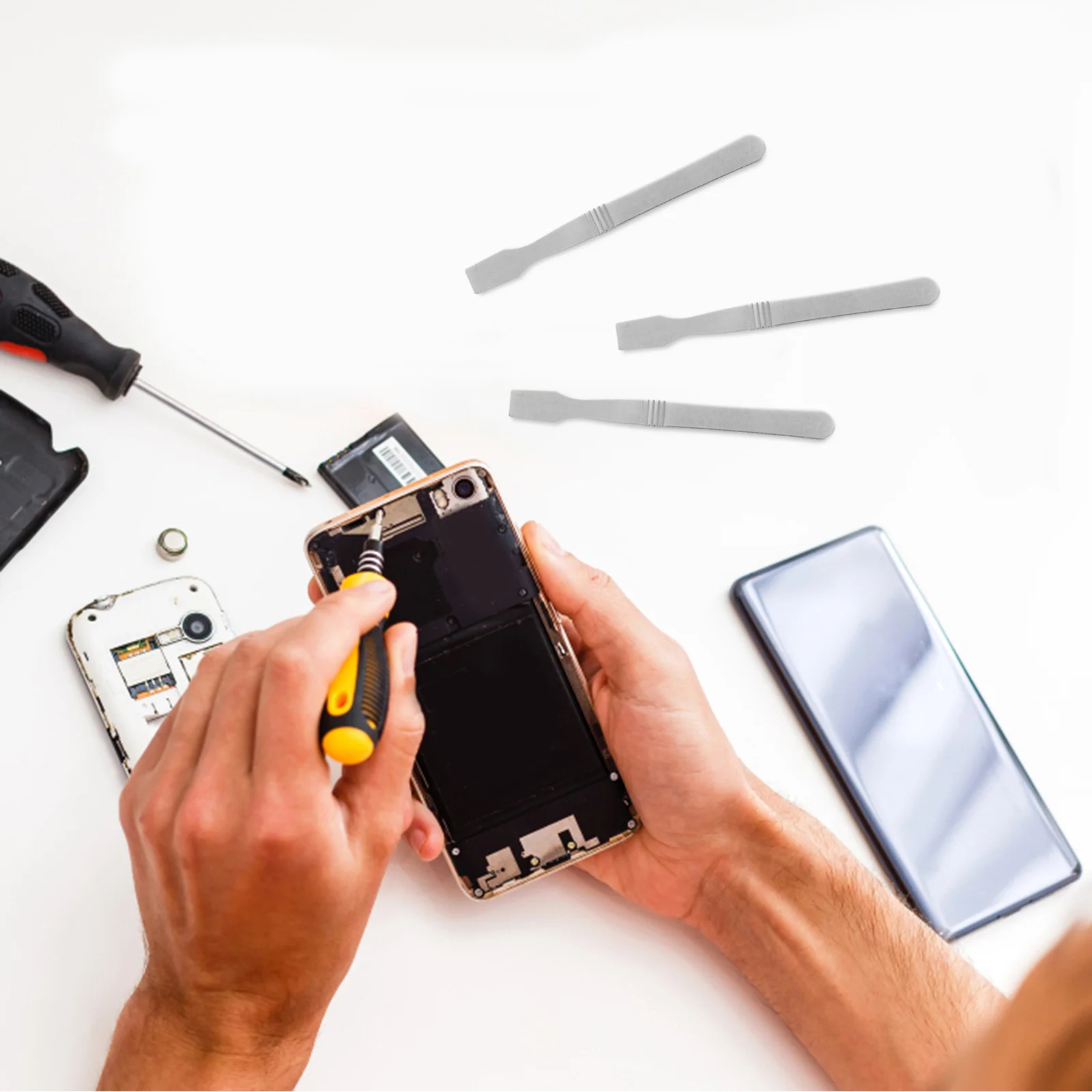 10 stks Rvs Pry Tools Dunne Rand Voor Printplaat Reparatie Duurzaam Spudger Set Telefoon Laptop Tablet Game Console