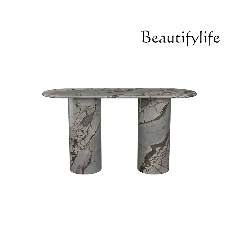 

European oval marble entrance table minimalist design entrance table high-end white narrow table